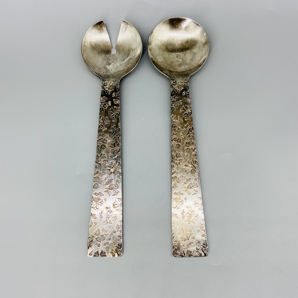 Vintage Salad Serving Spoons Reed Barton Swid Powell Michael Graves Silverplate
